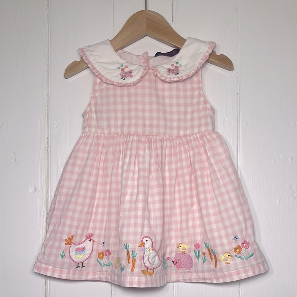 NORDSTROM FRENDZ VGUC 100% Cotton Gingham Embroidered Peter Pan Collar Dress